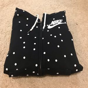 Nike black and white polka dot zip-up sweater